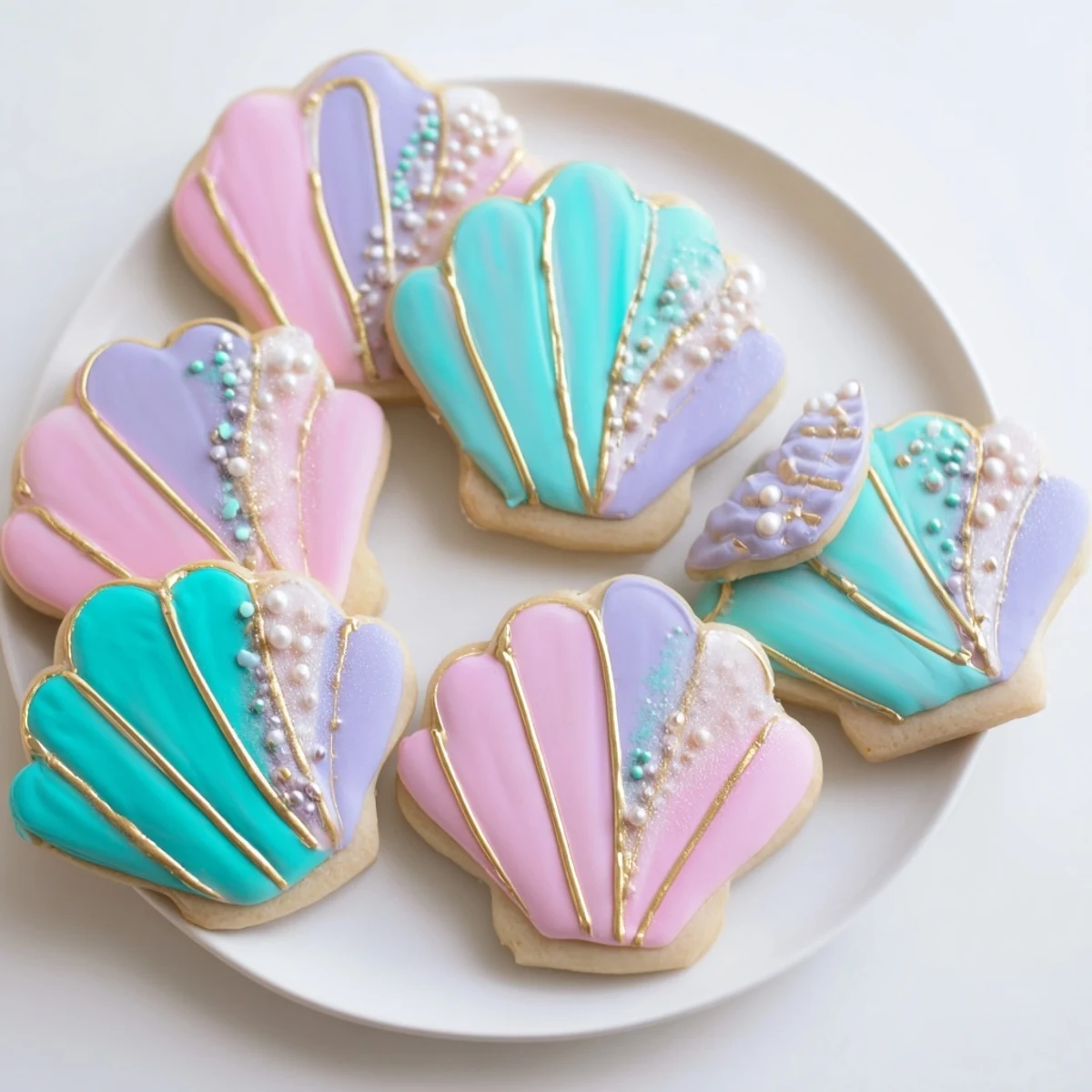Delicate Seashell Sweets, perfectly iced sugar cookies await, a delightful American dessert to enjoy.