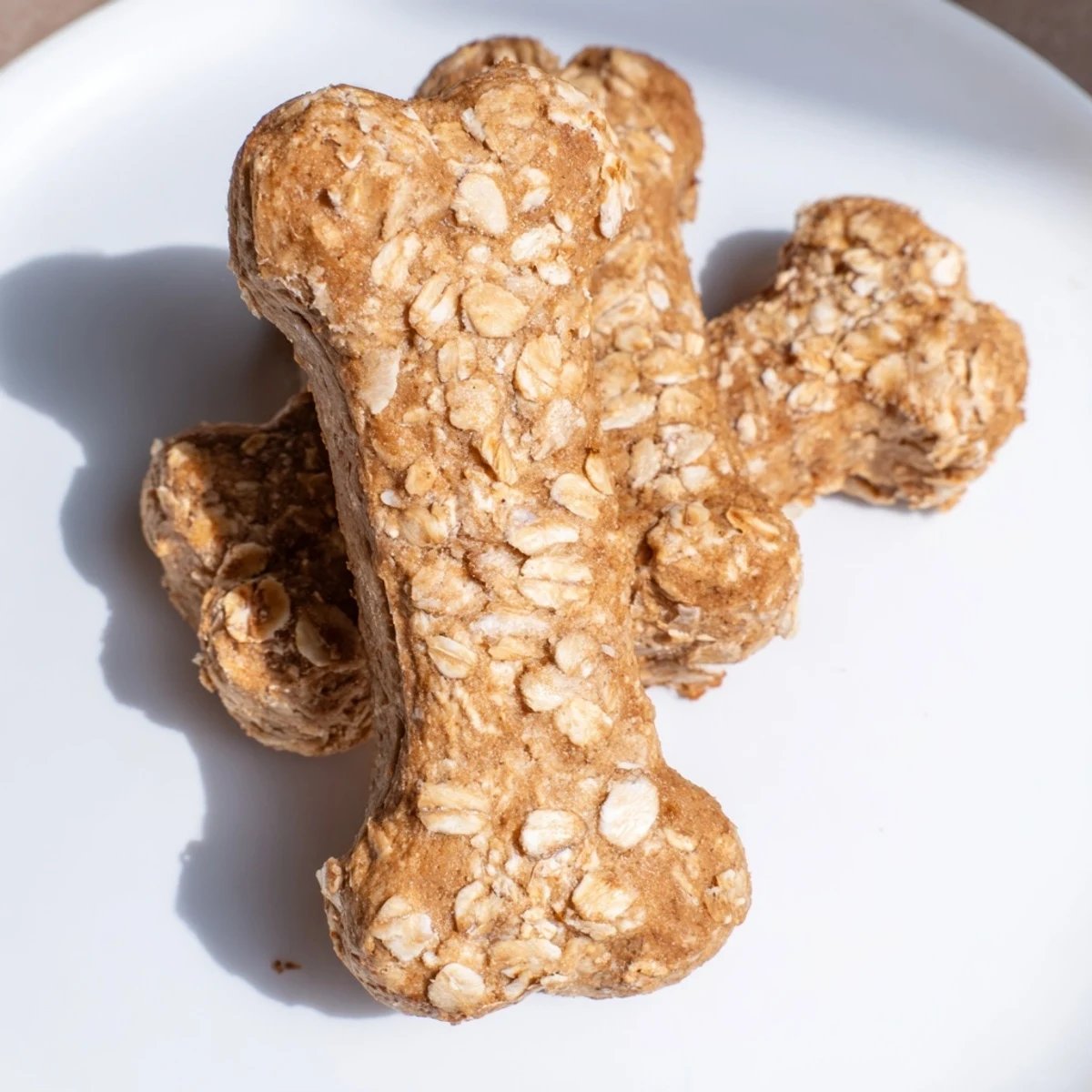 Golden-brown Pawsitively Good Dog Bone Treats, homemade and waiting to reward a happy pup.