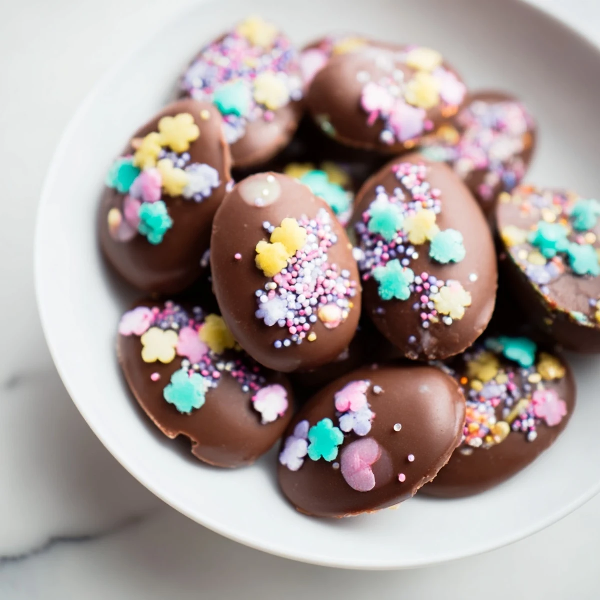 Homemade Easter candy, beautifully decorated in various pastel colors, ready to serve and enjoy.