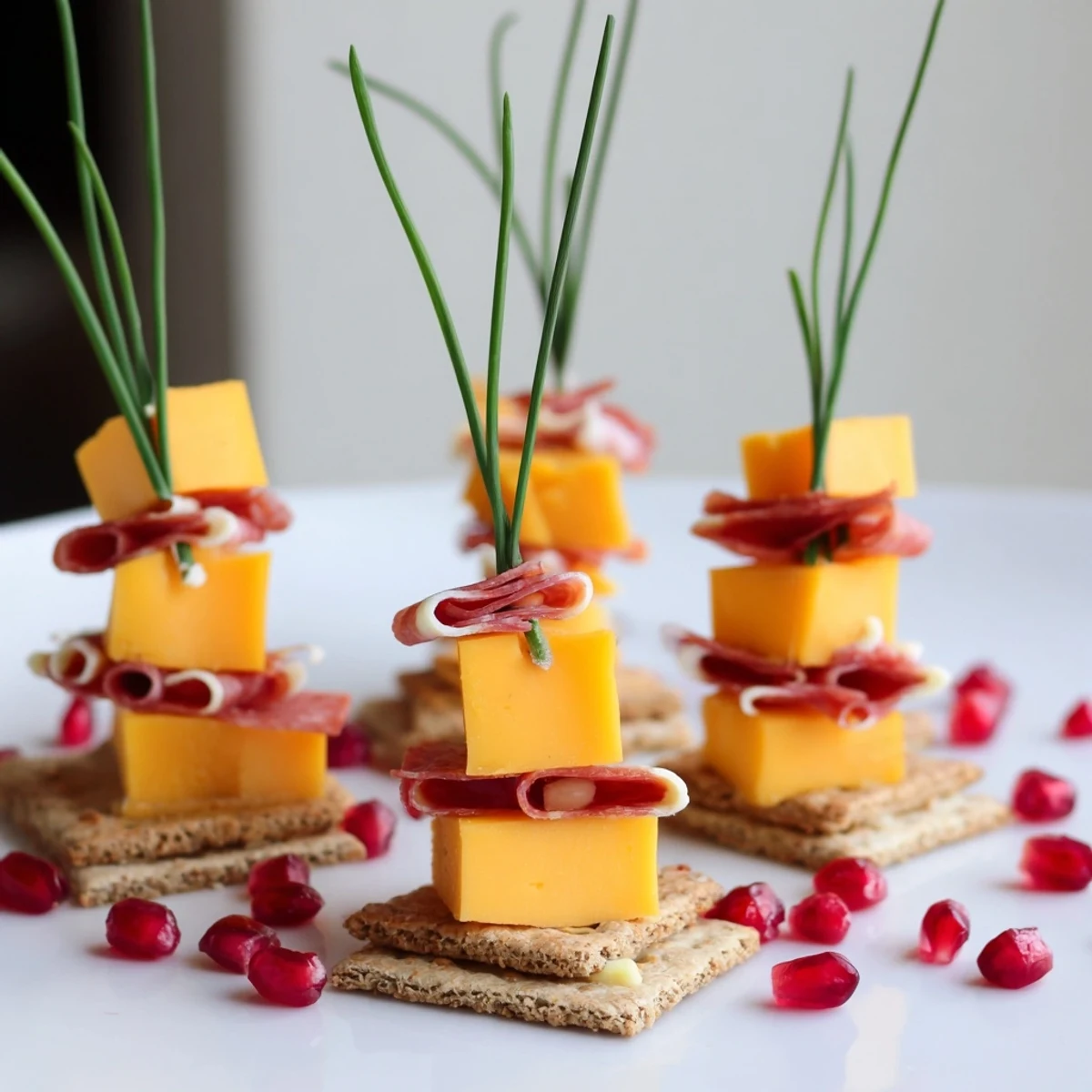 Layered Urban Skyline appetizer with colorful cheese & meat, ready to enjoy at your next party.