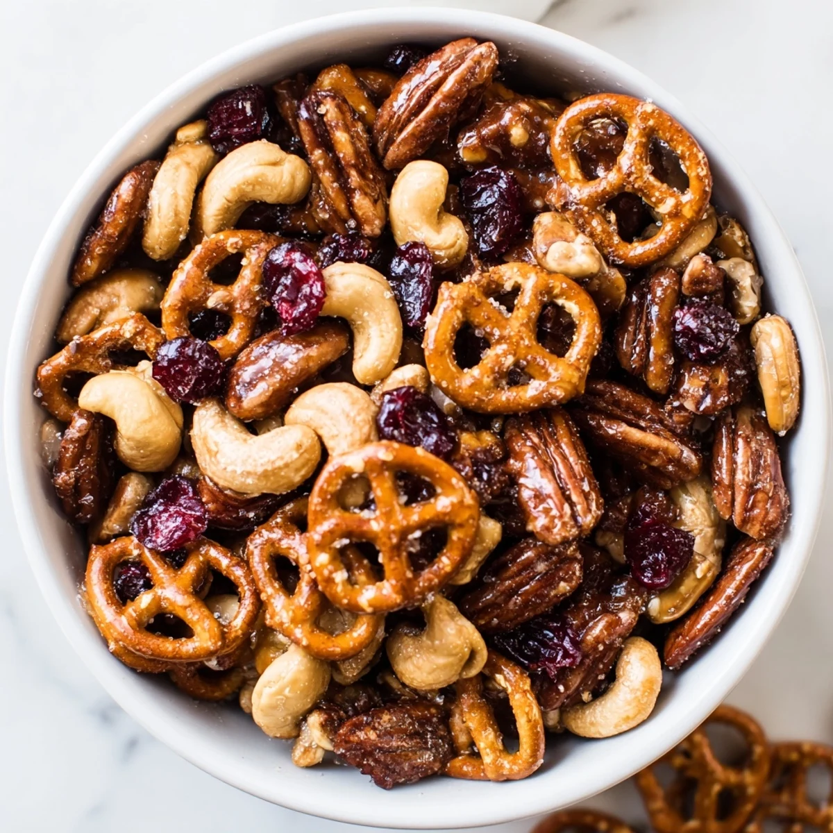 Warm, golden Sweet and Salty Holiday Nut Bowl: a festive snack mix with a sweet and savory crunch.