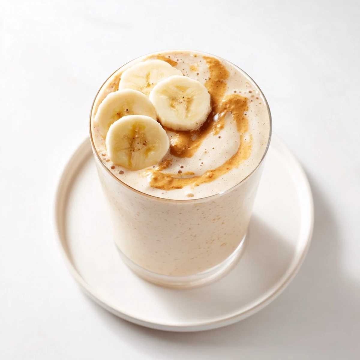 Creamy Peanut Butter Banana Smoothie, swirled in a glass, ready for a refreshing, sweet breakfast.