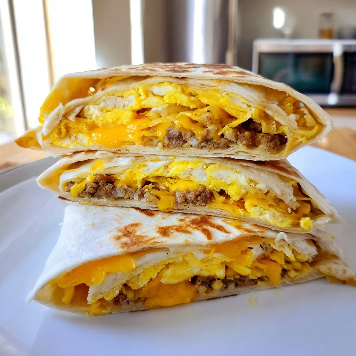 Golden, crispy Breakfast Crunchwrap featuring melted cheese and a perfectly folded tortilla.