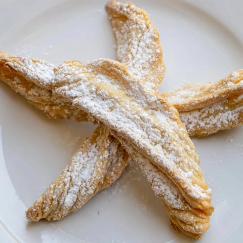 Golden, crispy 5-Minute Angel Wing Cookies, dusted with powdered sugar, ready for a delicious dessert.