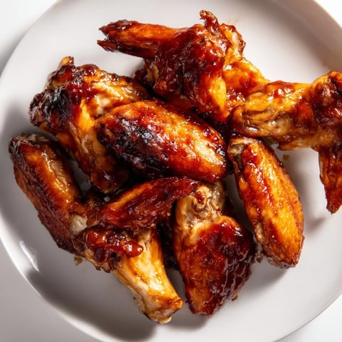 Golden-brown Baked Sticky Honey BBQ Wings with glistening sauce, perfect for a game night feast.