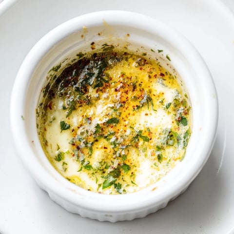 A close-up of creamy Cowboy Butter Sauce drizzled over grilled steak, with fresh parsley and lemon zest visible.  