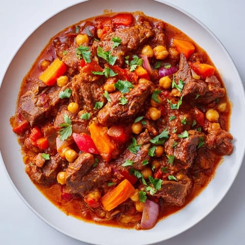 Instant Pot Middle Eastern Lamb Stew, a hearty dish with tender lamb and aromatic spices.