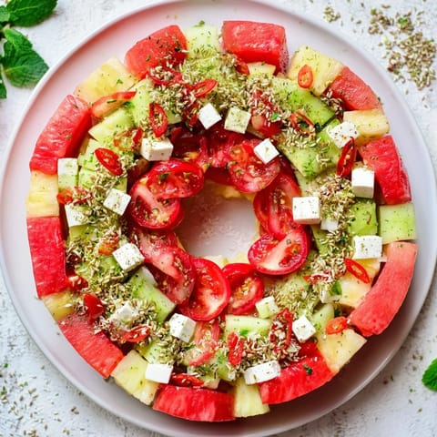 This eye-catching concentric rings of flavor dish features colorful rings of fresh, delicious ingredients.