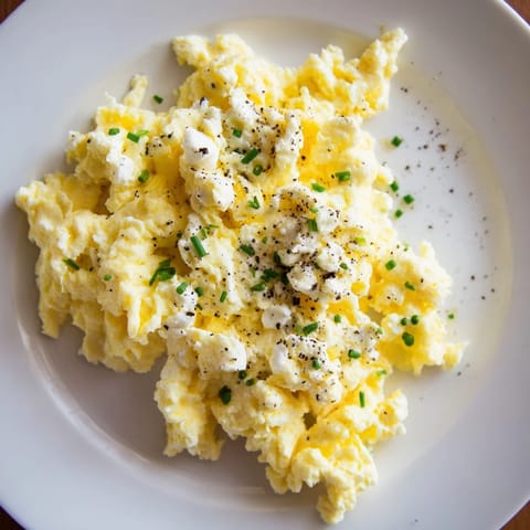 Creamy Cottage Cheese Scrambled Eggs, cooked to perfection, a protein-packed breakfast.