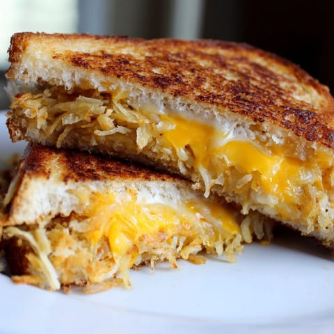 Crispy Onion Grilled Cheese showcases gooey cheese and crunchy onions layered between buttery, golden-brown bread.
