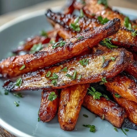Tender carrots and parsnips glazed in honey and olive oil, roasted until sweet and savory, perfect alongside roasted ham.  