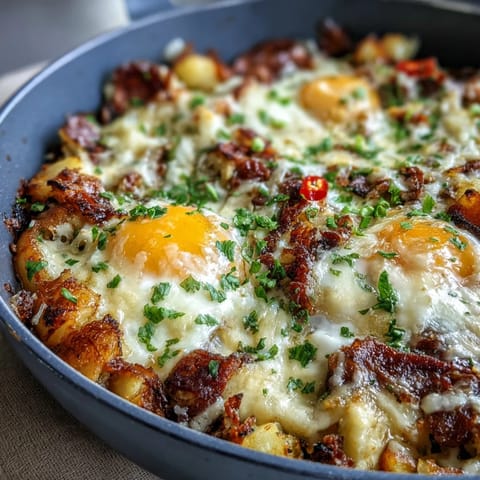 Overnight Amish Breakfast Casserole for a Crowd with sausage, eggs, and melted cheese baked until golden and bubbling.
