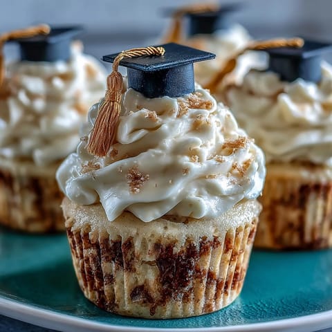 Simple Graduation Cupcakes with Cap Fondant Toppers: moist vanilla cupcakes topped with creamy buttercream and edible fondant graduation caps for a festive dessert.