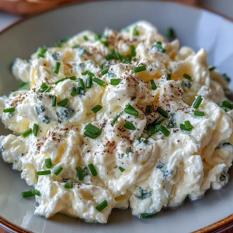 High-protein cottage cheese scrambled eggs served with fresh chives for a nourishing start.