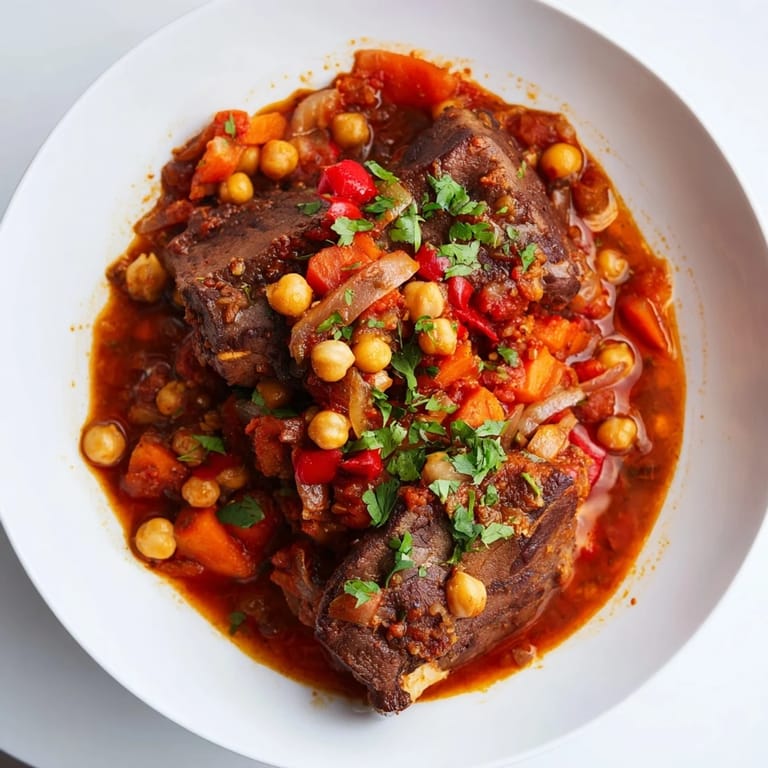 A steaming bowl of Instant Pot Middle Eastern Lamb Stew with chickpeas, ready to be enjoyed.