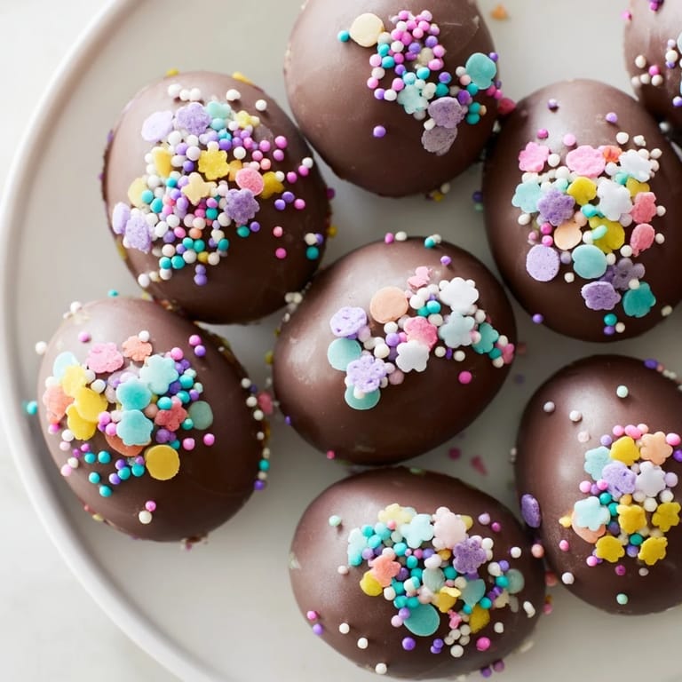 A mouthwatering close-up of colorful decorated egg candy, perfect for your Easter celebration.