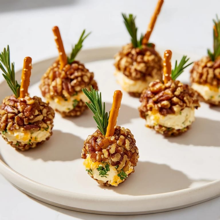 Savory acorn shaped cheese ball bites, a delicious appetizer featuring creamy cheese and crunchy pecans.