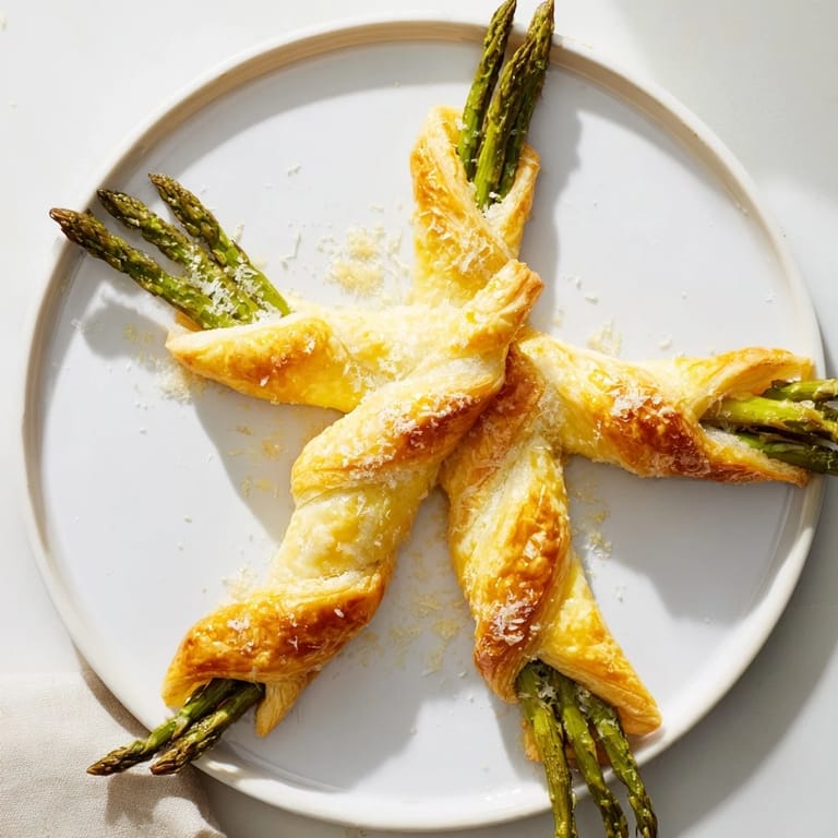 Crispy-baked Star Shaped Asparagus Bundle Wraps, showcasing tender asparagus spears, perfect for your next party.