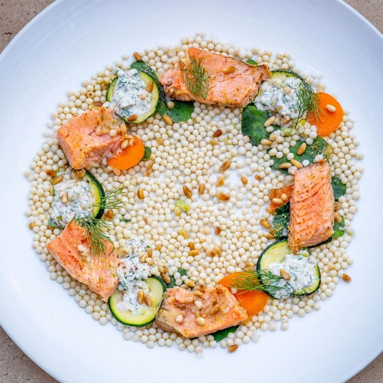 Elegant The Infinity Loop Flow showcases a figure-eight arrangement of salmon and fresh, vibrant ingredients.