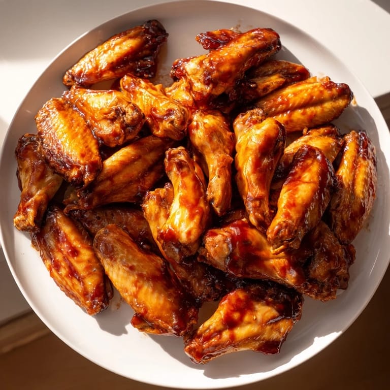 Crispy-skinned, oven-baked Sticky Honey BBQ Wings offer a delightful combination of sweet and savory flavors.