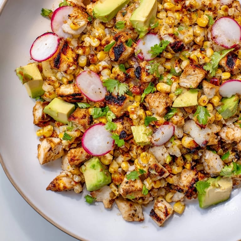 Serving suggestion for Roasted Corn & Chicken Chopped Salad, a gluten-free main dish perfect for a light lunch or dinner.