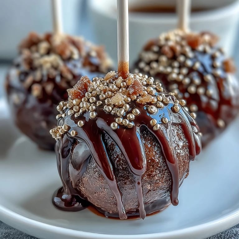 Decadent chocolate cake pops shaped like pots, coated in black candy melts and topped with edible gold coins.