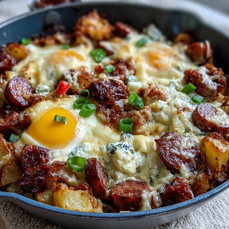Hearty overnight casserole packed with sausage, potatoes, peppers, and cheese, ready to feed a hungry crowd at brunch.