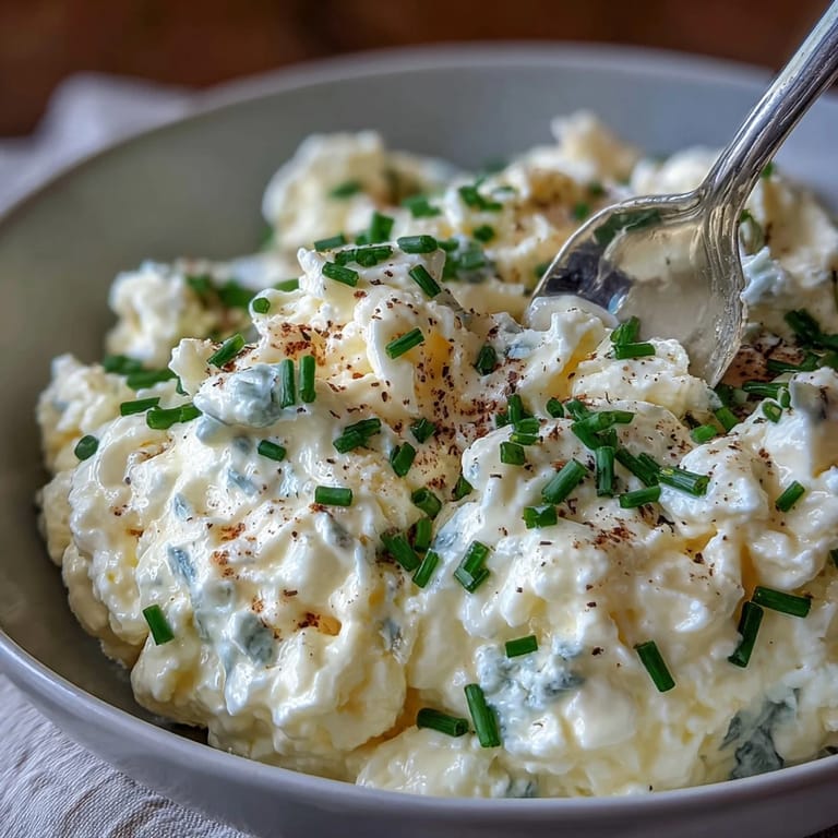 Fluffy eggs blended with cottage cheese, cooked until creamy and garnished with green onions.