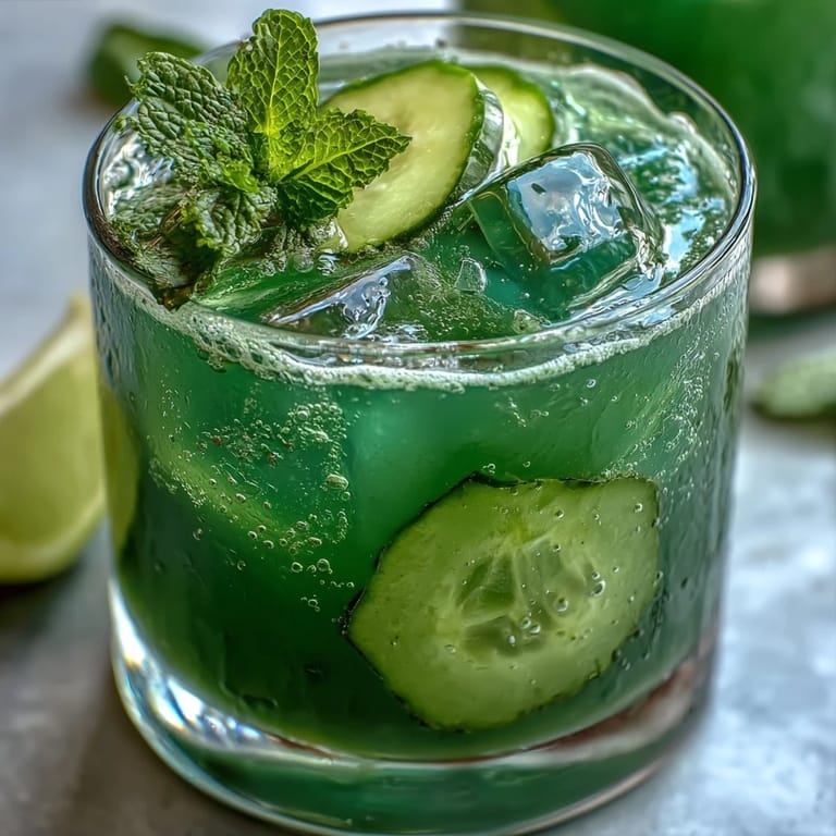 A refreshing cucumber mint agua fresca blended with lime and agave, perfect for a healthy, hydrating summer drink.