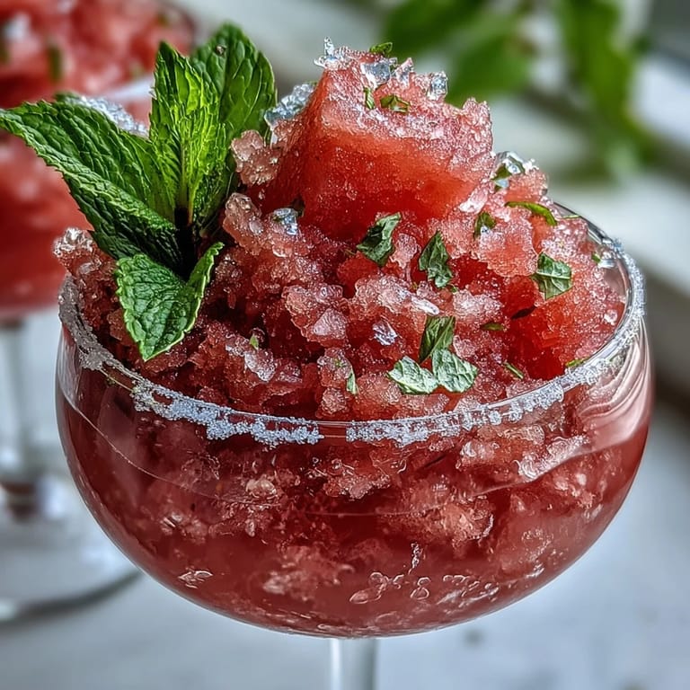 Taste summer in this chilled Watermelon Mint Frosé mocktail, perfect refreshment.