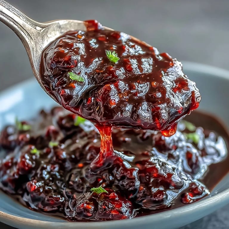 Rich, homemade blackberry jalapeño BBQ sauce with a hint of spice, perfect for dipping.