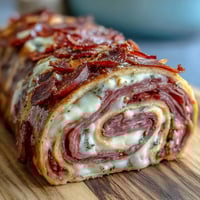 Italian Sub Pinwheel Wraps: colorful spirals of ham, salami, pepperoni, and provolone in soft tortillas.  
