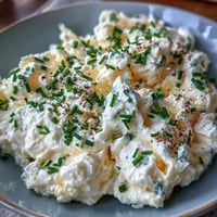 Creamy scrambled eggs with cottage cheese, gently folded for a protein-packed, fluffy breakfast.