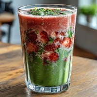 Vibrant strawberry spinach smoothie bursting with fresh flavors, perfect for breakfast.